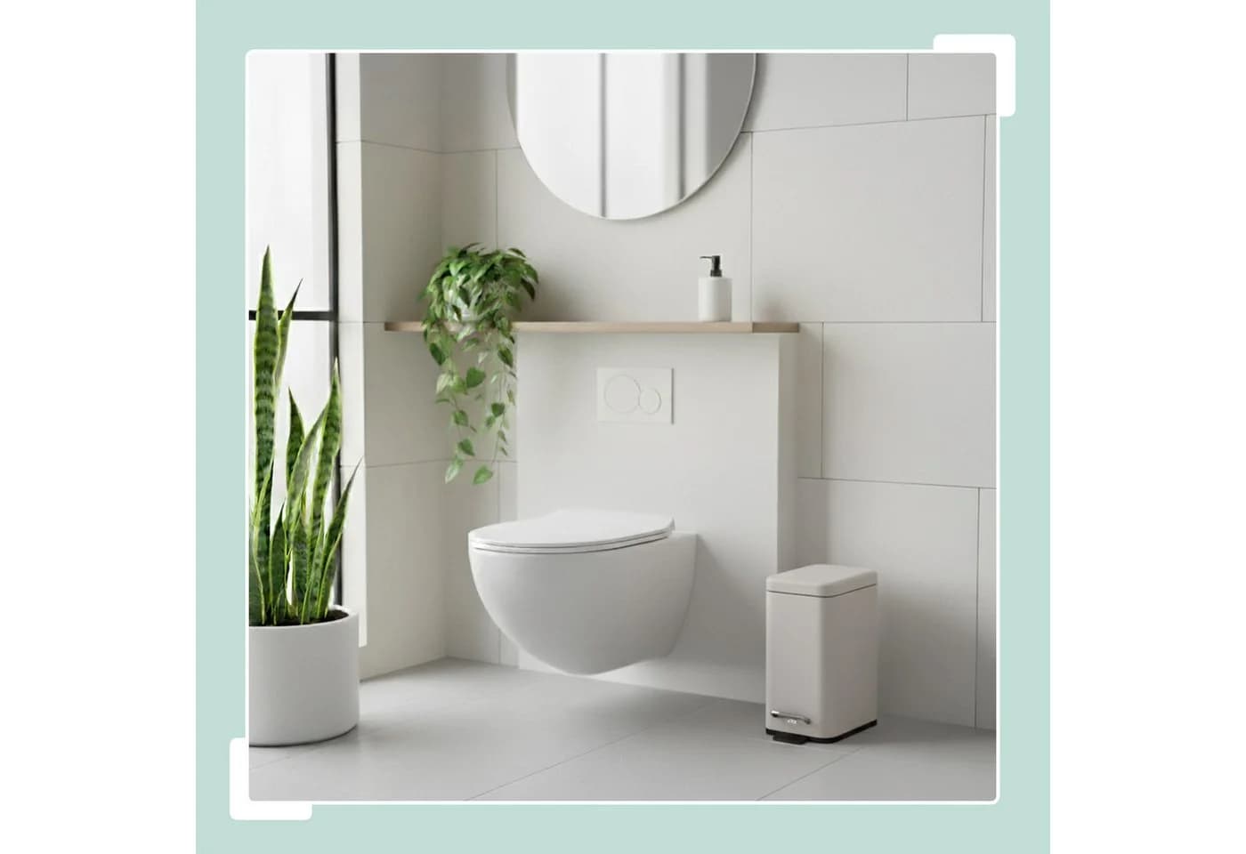 relaxdays Kosmetikeimer Bad Mülleimer 5 l Softclose Beige - Bild 3