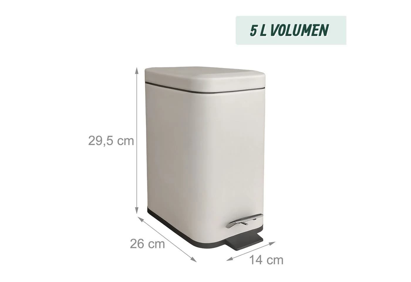 relaxdays Kosmetikeimer Bad Mülleimer 5 l Softclose Beige - Bild 4
