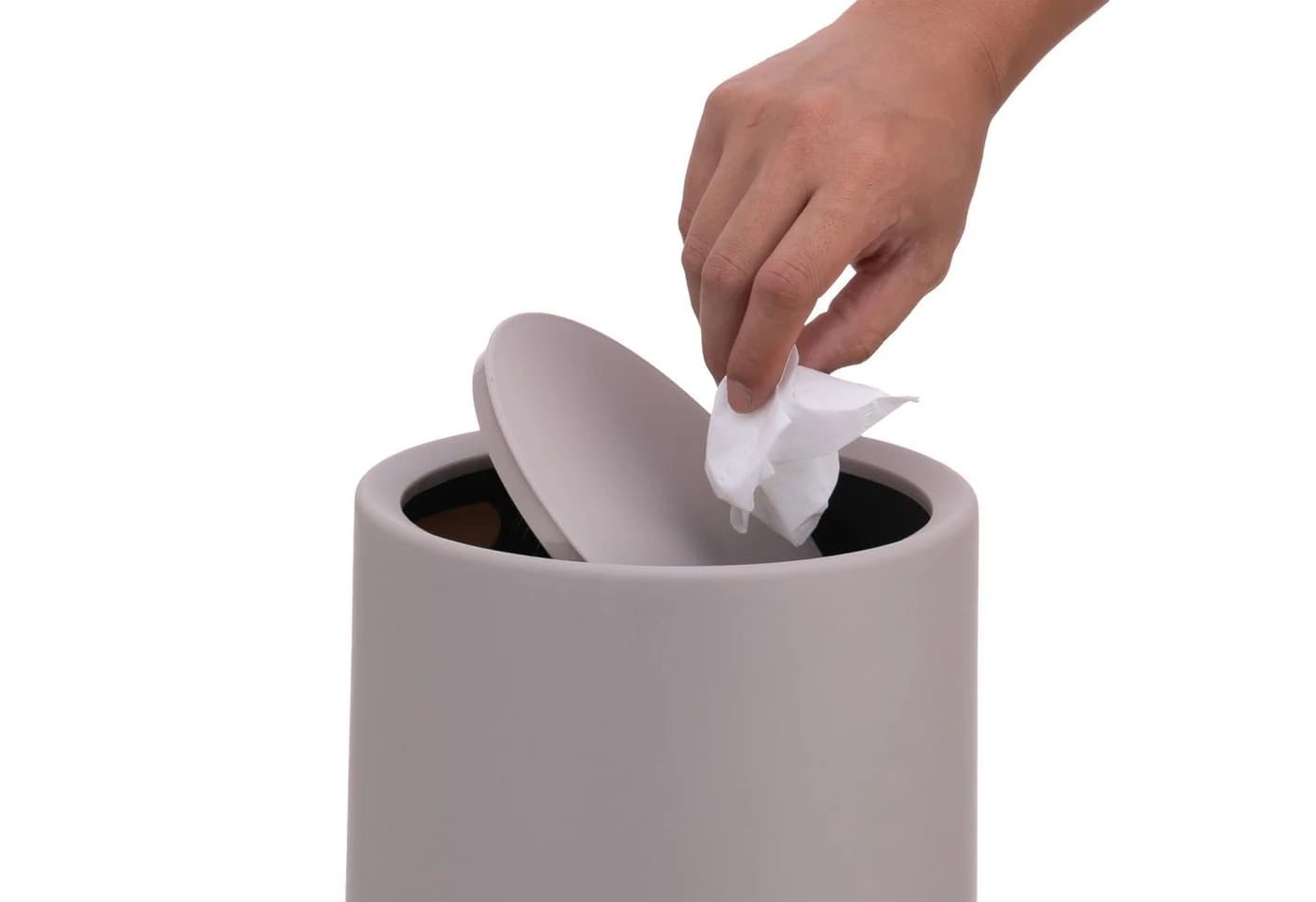 relaxdays Kosmetikeimer mit Schwingdeckel 6 Liter Beige