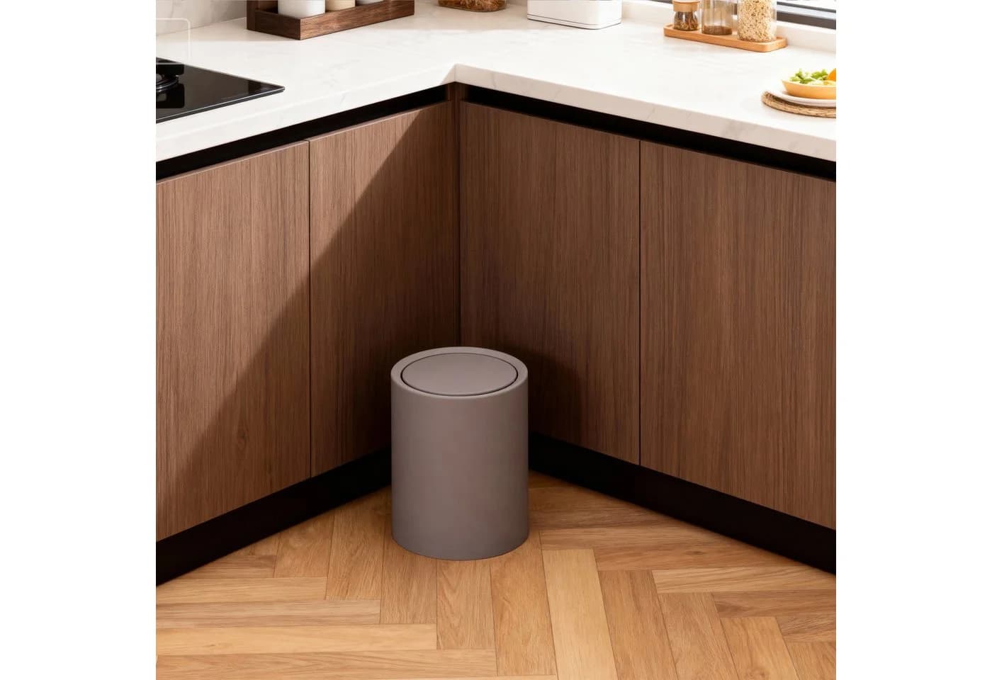 relaxdays Kosmetikeimer mit Schwingdeckel 6 Liter Beige - Bild 5
