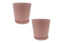 relaxdays Blumentopf mit Untersetzer 2er Set Altrosa Bild 2
