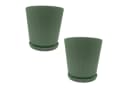 relaxdays Blumentopf mit Untersetzer 2er Set Salbei Bild 2