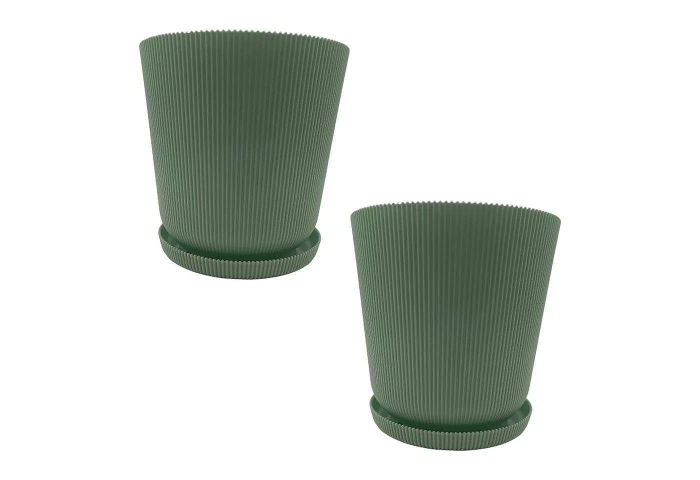 relaxdays Blumentopf mit Untersetzer 2er Set Salbei - Bild 2
