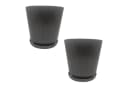 relaxdays Blumentopf mit Untersetzer 2er Set Dunkelgrau Bild 2