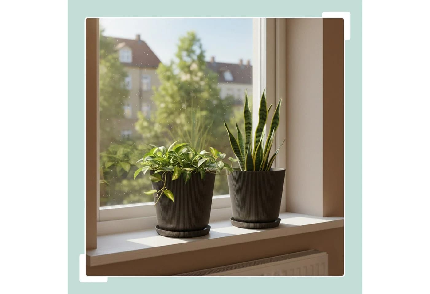 relaxdays Blumentopf mit Untersetzer 2er Set Dunkelgrau - Bild 3