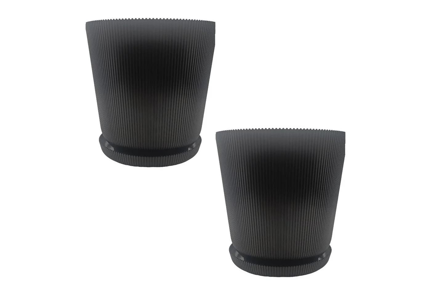 relaxdays Blumentopf mit Untersetzer 2er Set Schwarz - Bild 2