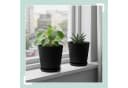 relaxdays Blumentopf mit Untersetzer 2er Set Schwarz Bild 3