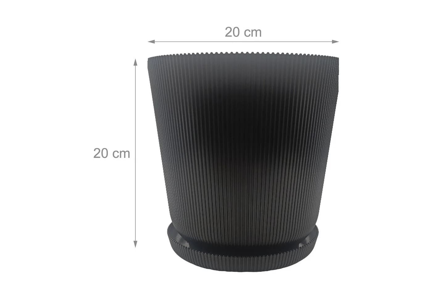 relaxdays Blumentopf mit Untersetzer 2er Set Schwarz - Bild 4