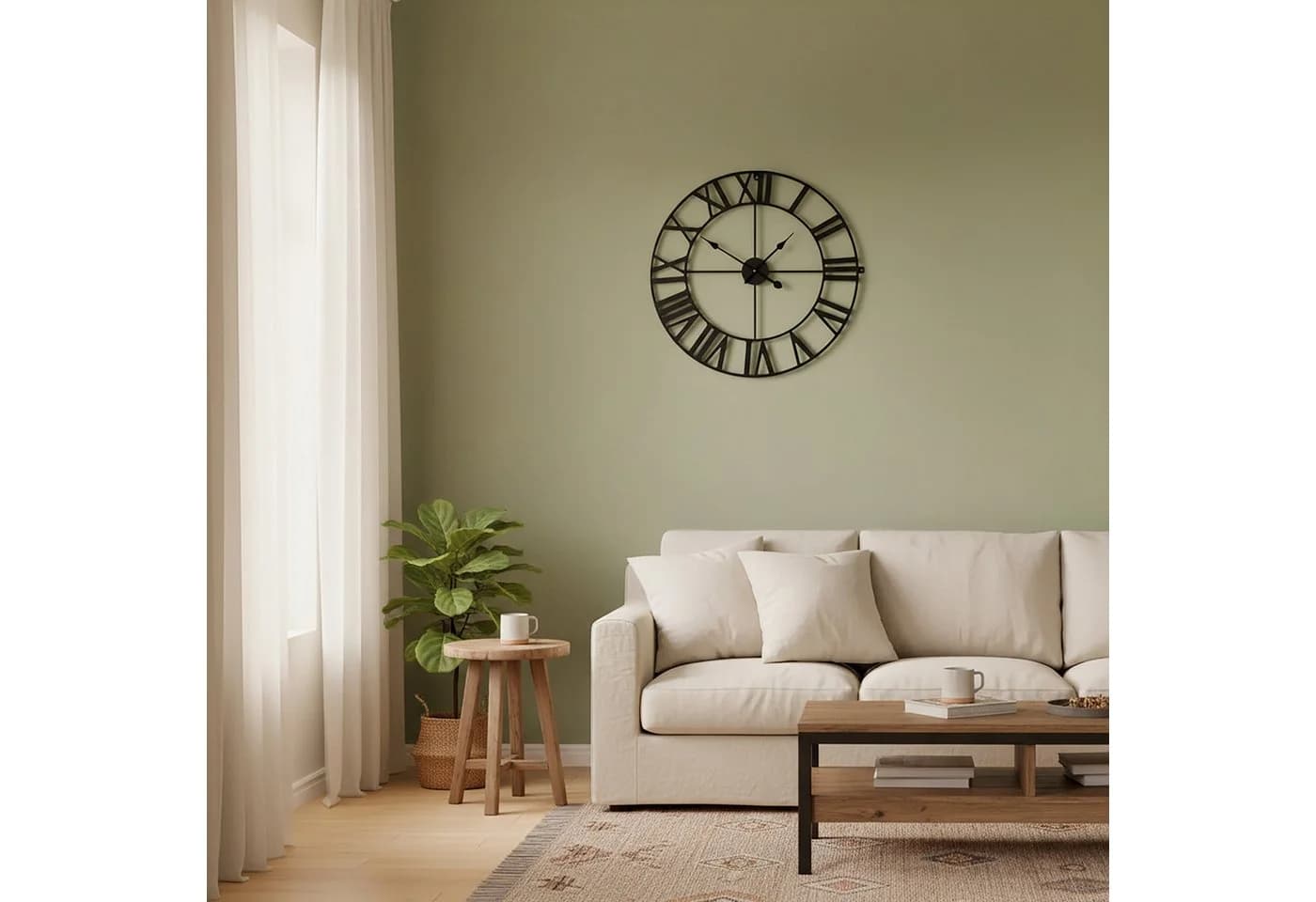 relaxdays Wanduhr mit römischen Zahlen Schwarz