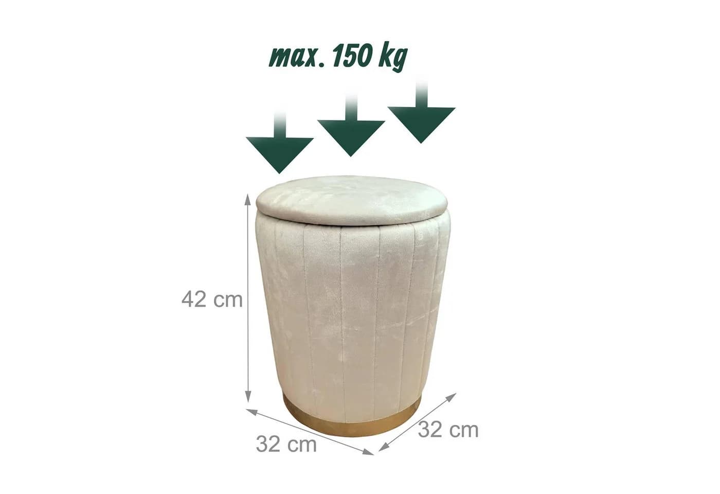 relaxdays Stauraumhocker Beige Samt mit Stauraum - Bild 4