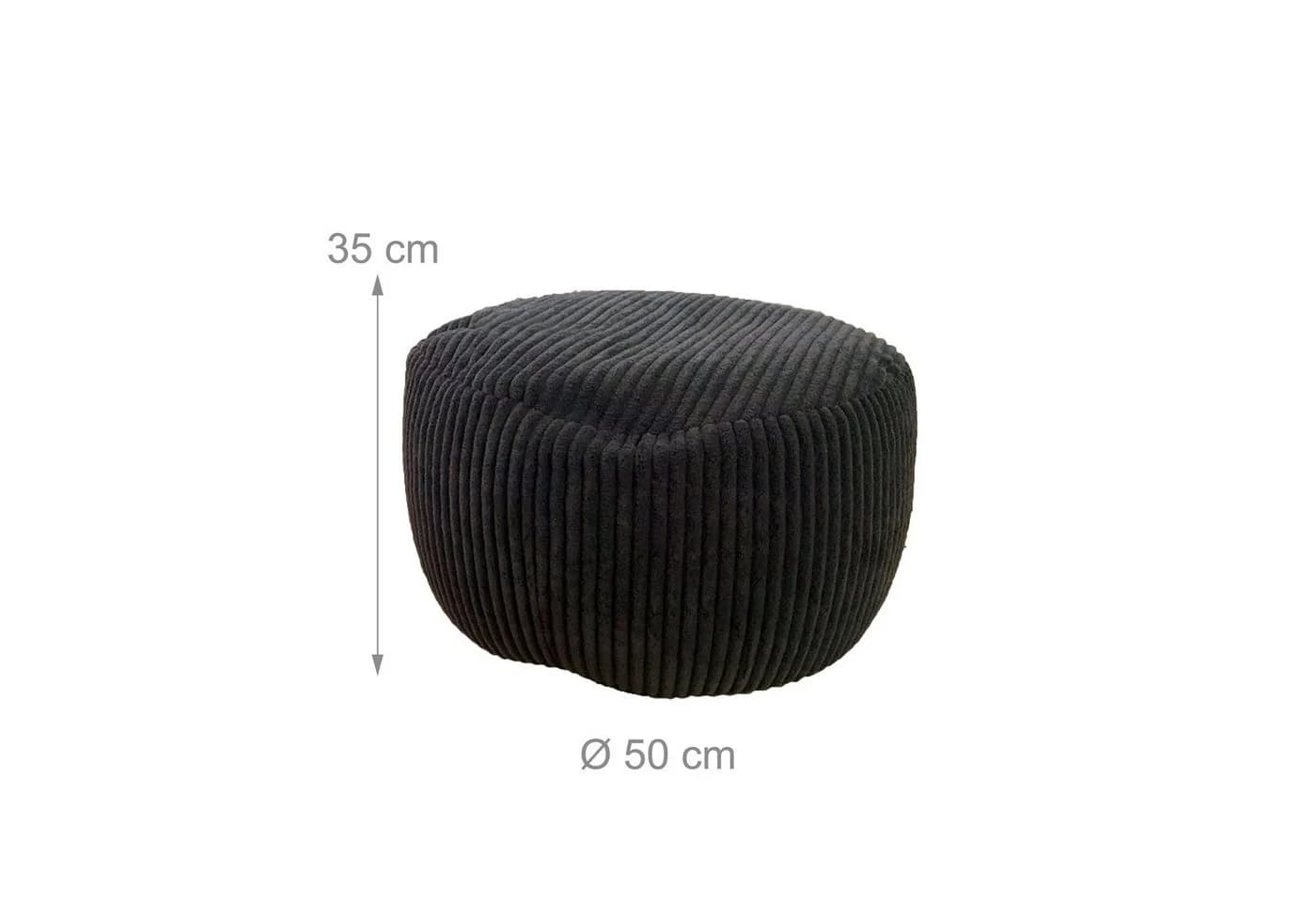 relaxdays Pouf mit Cordbezug, Schwarz, Boho-Design - Bild 4