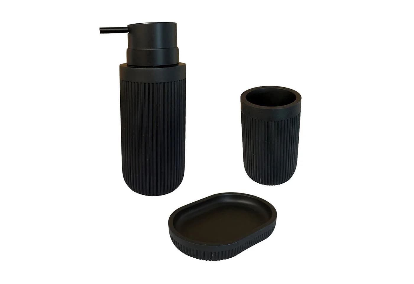 RELAXDAYS Badaccessoire-Set 3-teilig Schwarz Kunstharz - Bild 2