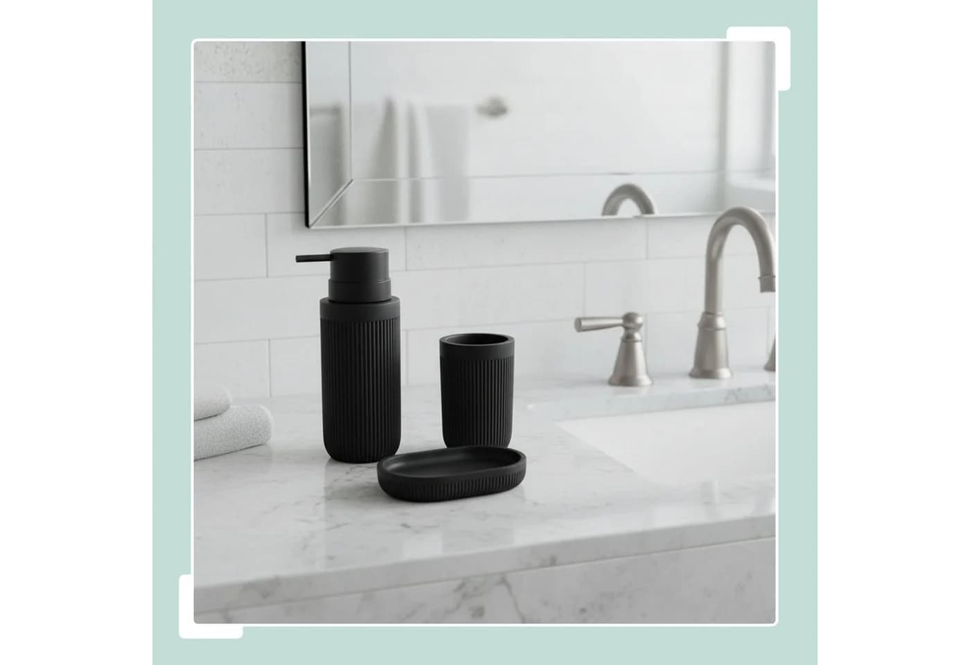 RELAXDAYS Badaccessoire-Set 3-teilig Schwarz Kunstharz - Bild 5
