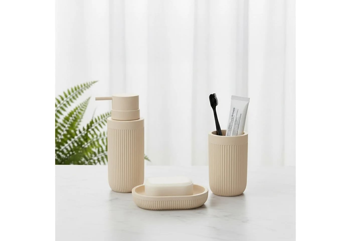 RELAXDAYS Badaccessoire-Set 3-teilig Beige - Bild 3