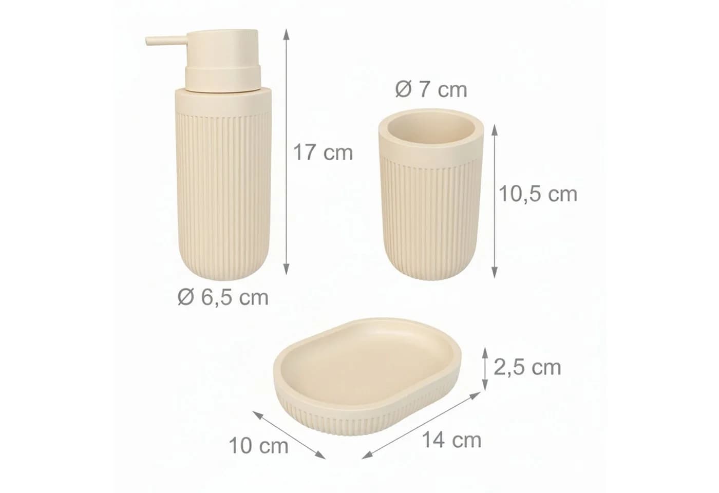 RELAXDAYS Badaccessoire-Set 3-teilig Beige - Bild 4