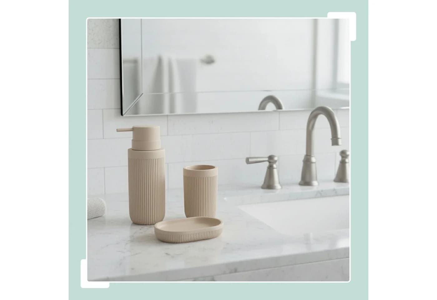 RELAXDAYS Badaccessoire-Set 3-teilig Beige - Bild 5