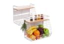 relaxdays Wandregal Obstkorb 2er Set Magnetisch Eisen Holz Bild 2