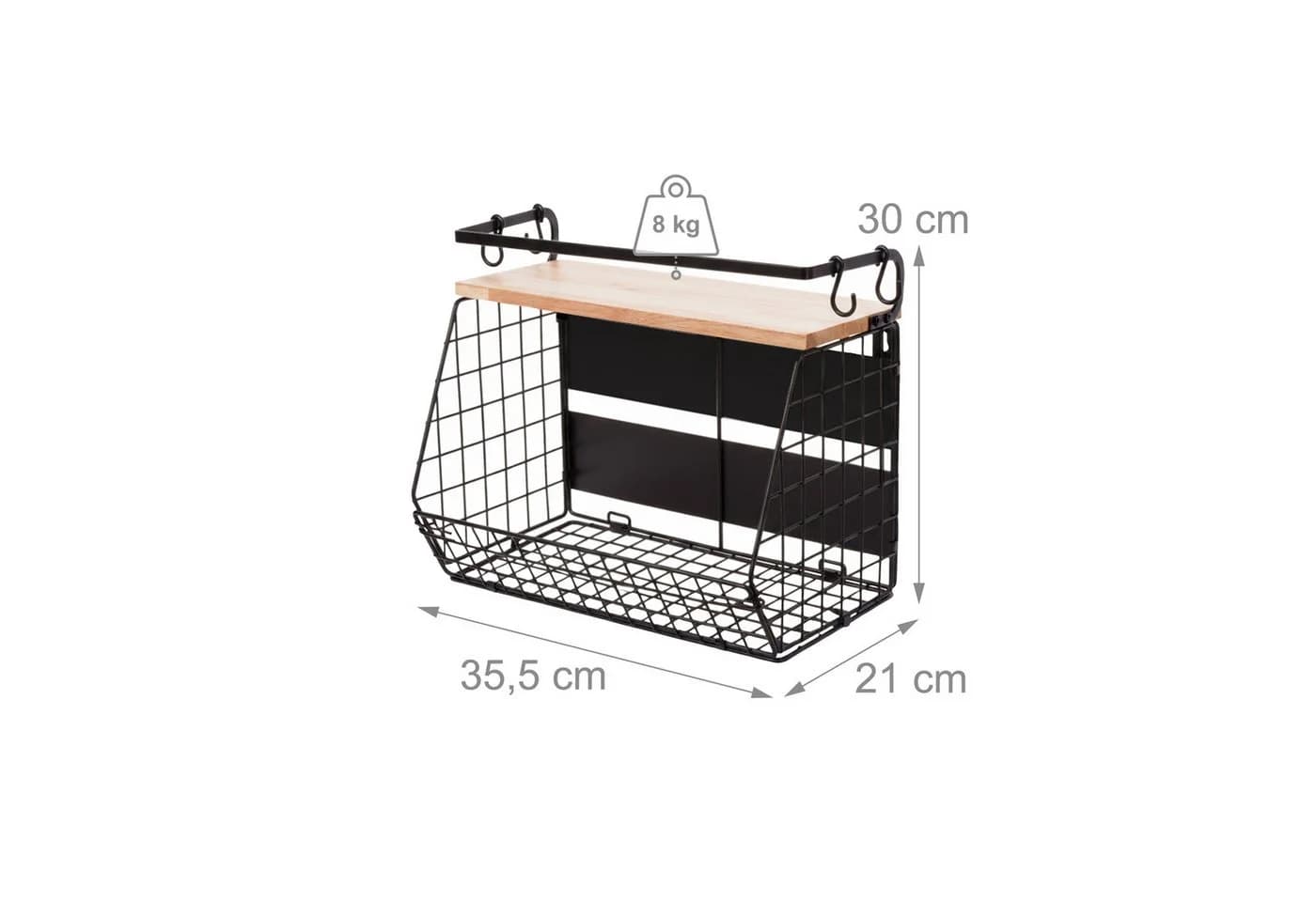 relaxdays Wandregal Obstkorb 2er Set Magnetisch Eisen Braun/Schwarz - Bild 4