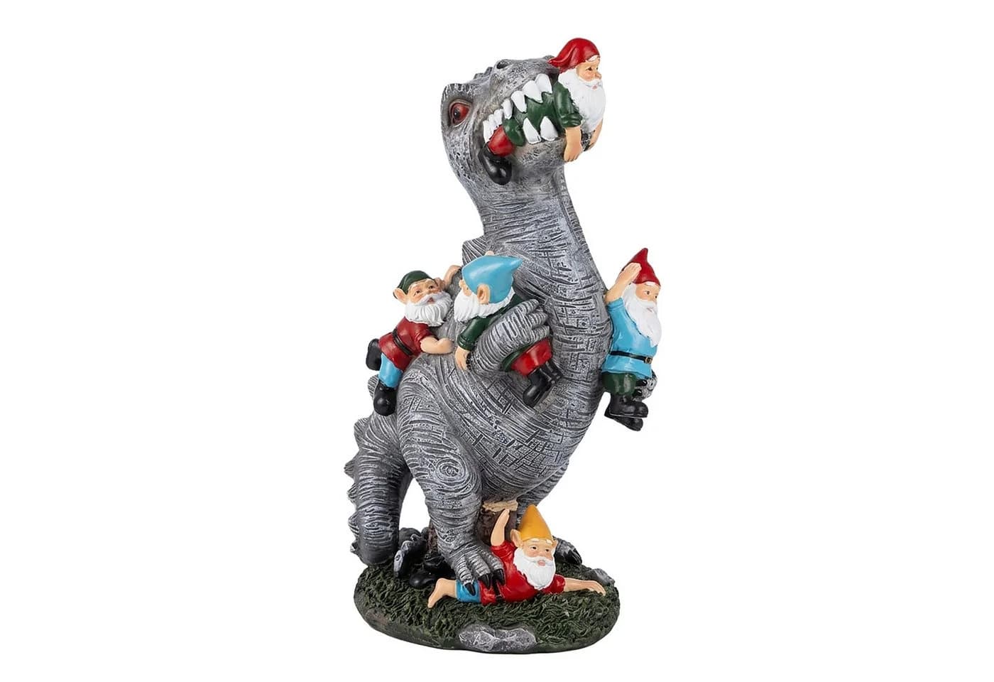 relaxdays Gartenfigur T-Rex frisst Gartenzwerge Bunt - Bild 2