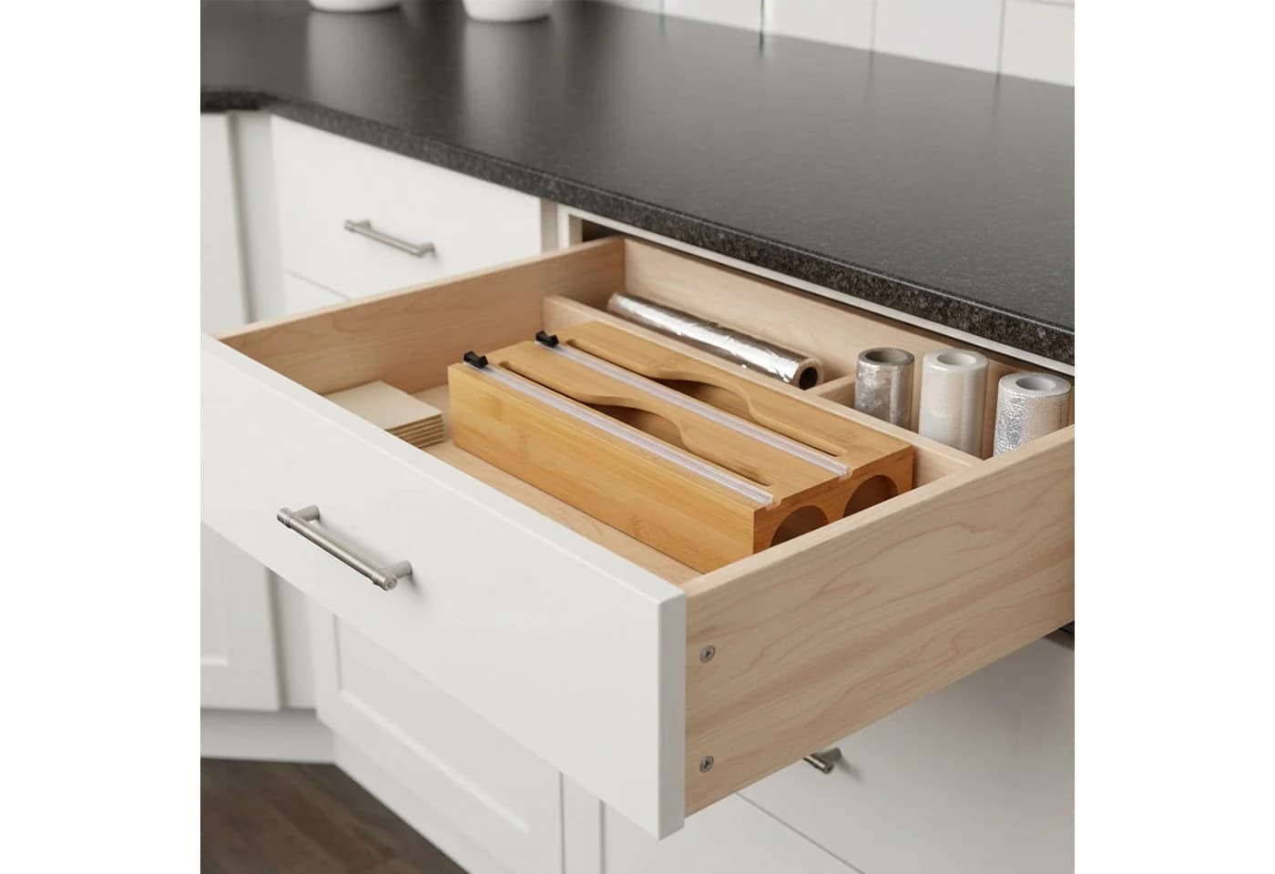 relaxdays Folienspender aus Bambus, 2 Rollen - Bild 3