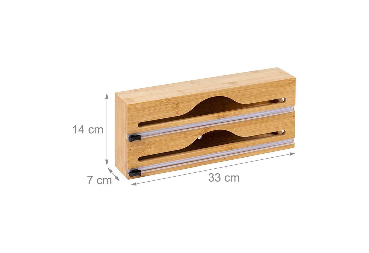 relaxdays Folienspender aus Bambus, 2 Rollen - Bild 4
