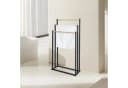 relaxdays Handtuchständer 3 Stangen Schwarz Metall Holzoptik Bild 1