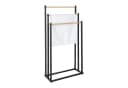 relaxdays Handtuchständer 3 Stangen Schwarz Metall Holzoptik Bild 2