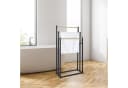 relaxdays Handtuchständer 3 Stangen Schwarz Metall Holzoptik Bild 3