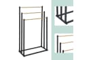 relaxdays Handtuchständer 3 Stangen Schwarz Metall Holzoptik Bild 5