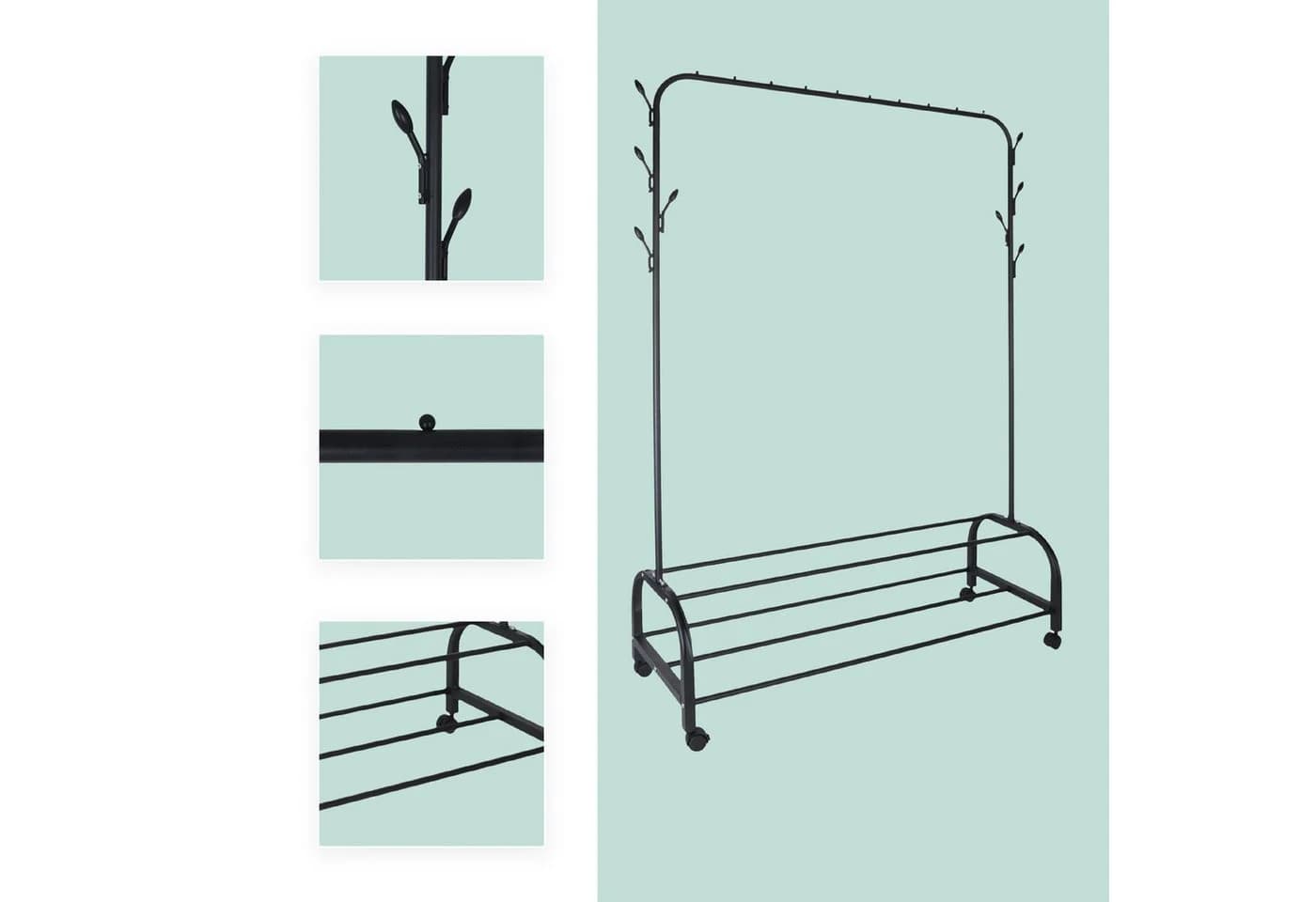 relaxdays Kleiderständer Rollbar Schwarz - Bild 5