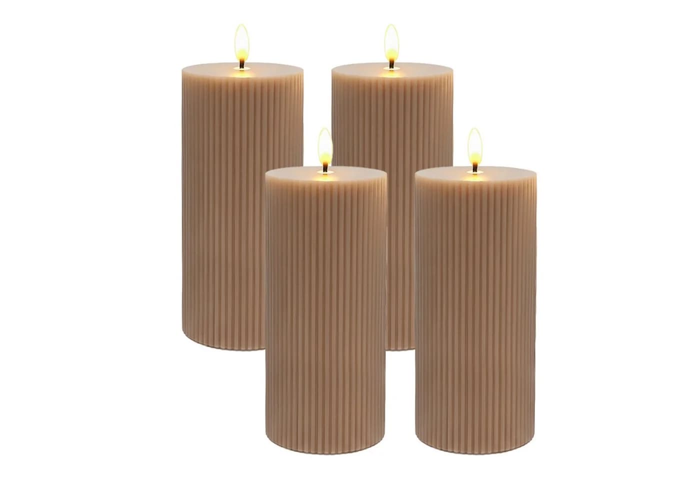 relaxdays LED-Kerze 4er Set 18 cm Mocha Mousse - Bild 2