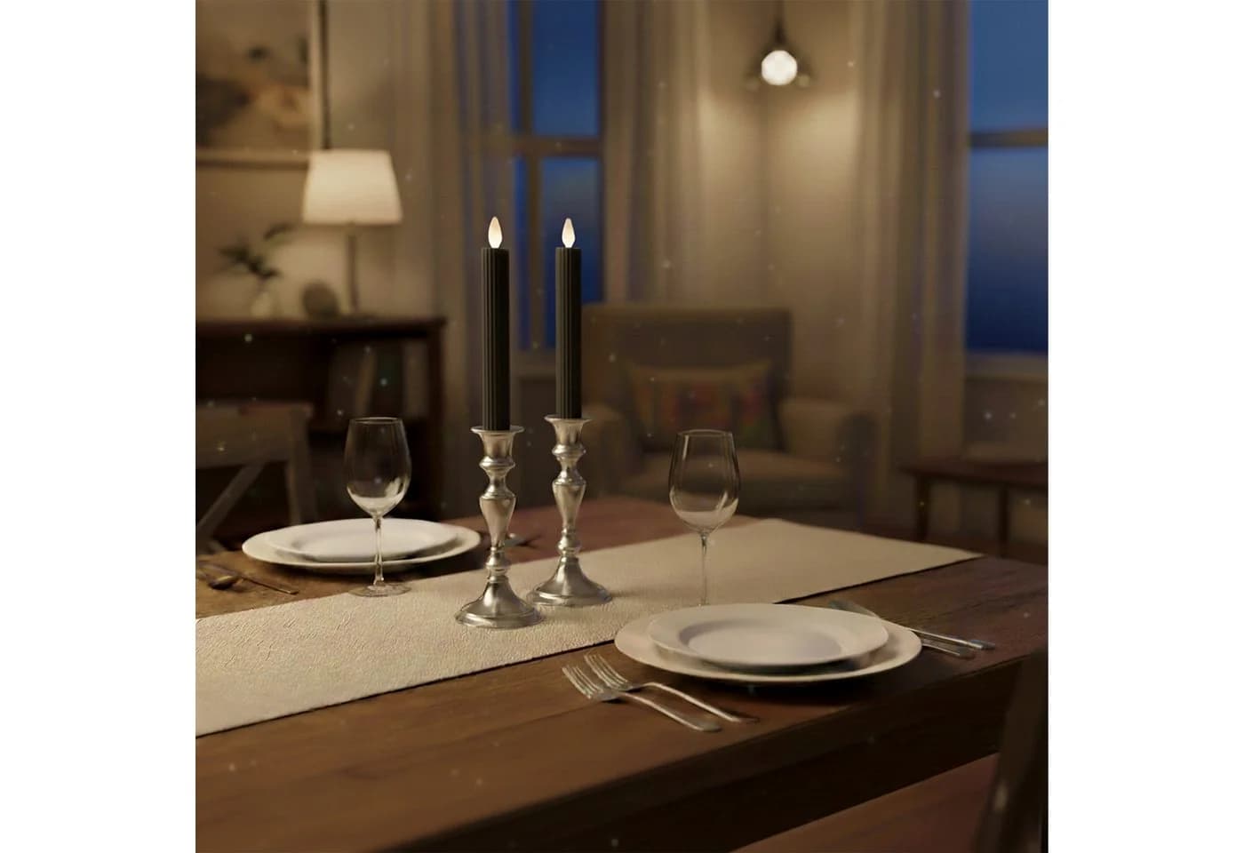 relaxdays LED-Stabkerzen 6er Set Schwarz Echtwachs
