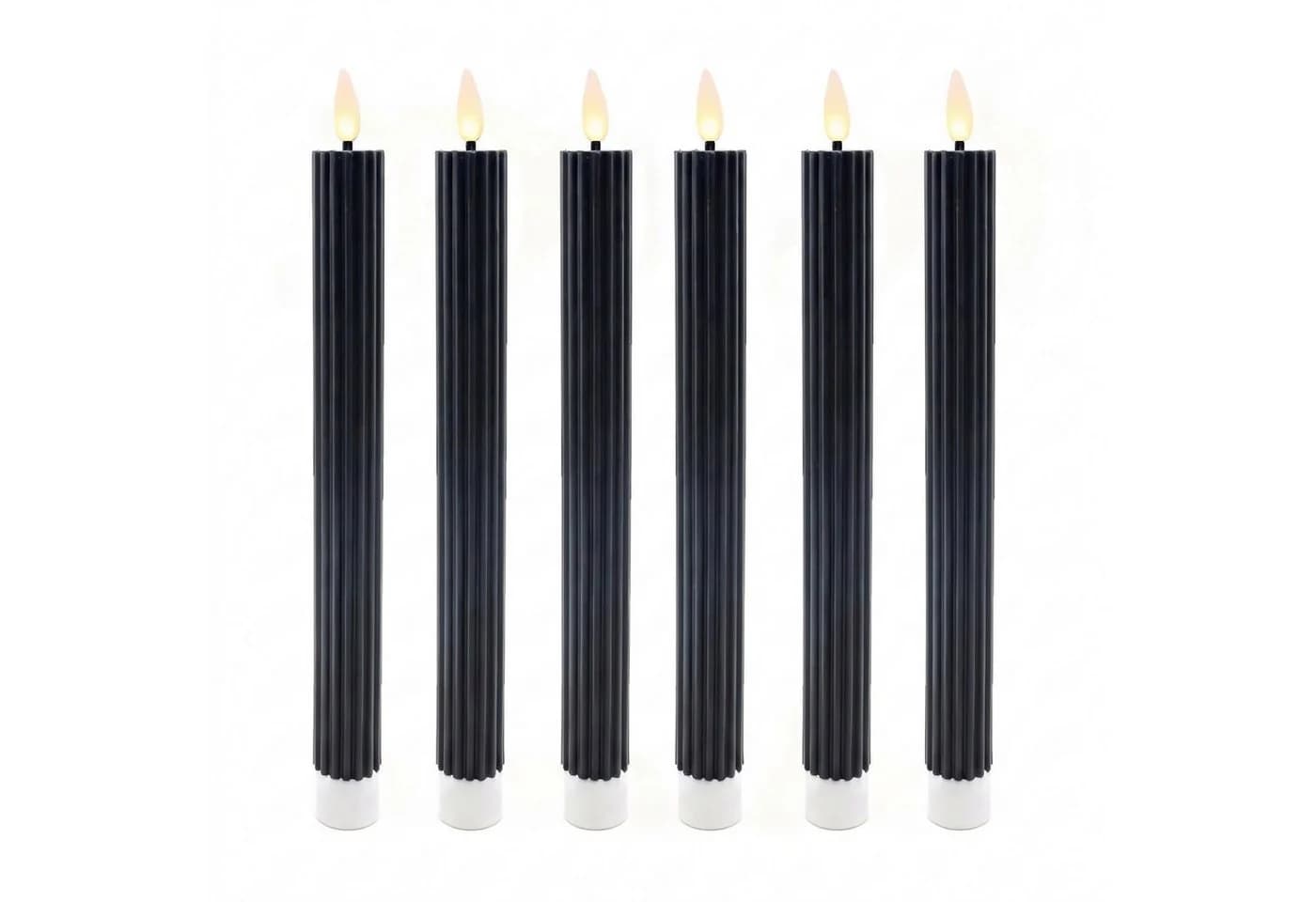 relaxdays LED-Stabkerzen 6er Set Schwarz Echtwachs - Bild 2