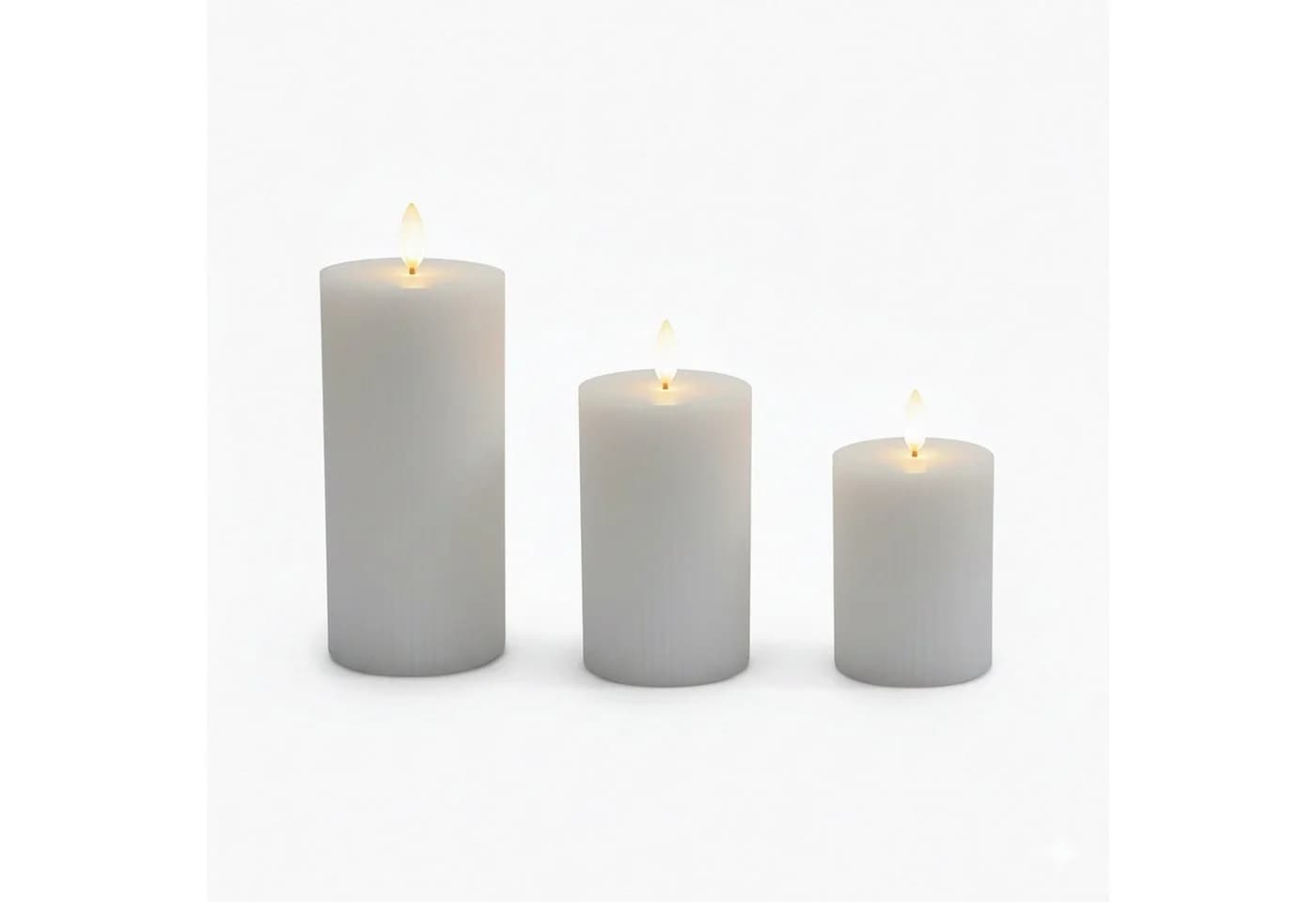 relaxdays LED-Kerze 3er Set Hellgrau Flackernde Flamme - Bild 2
