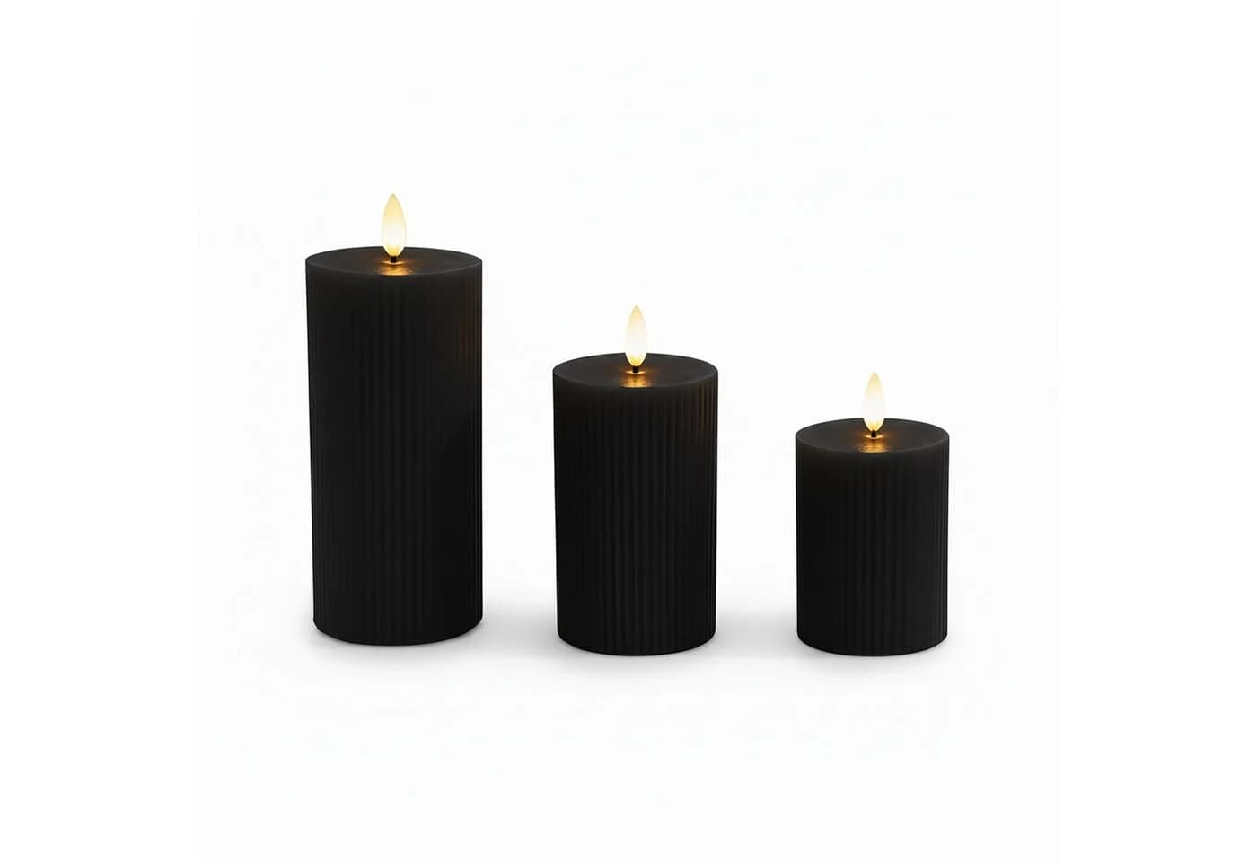relaxdays LED-Kerze 3er Set Schwarz Flackernde Flamme - Bild 2