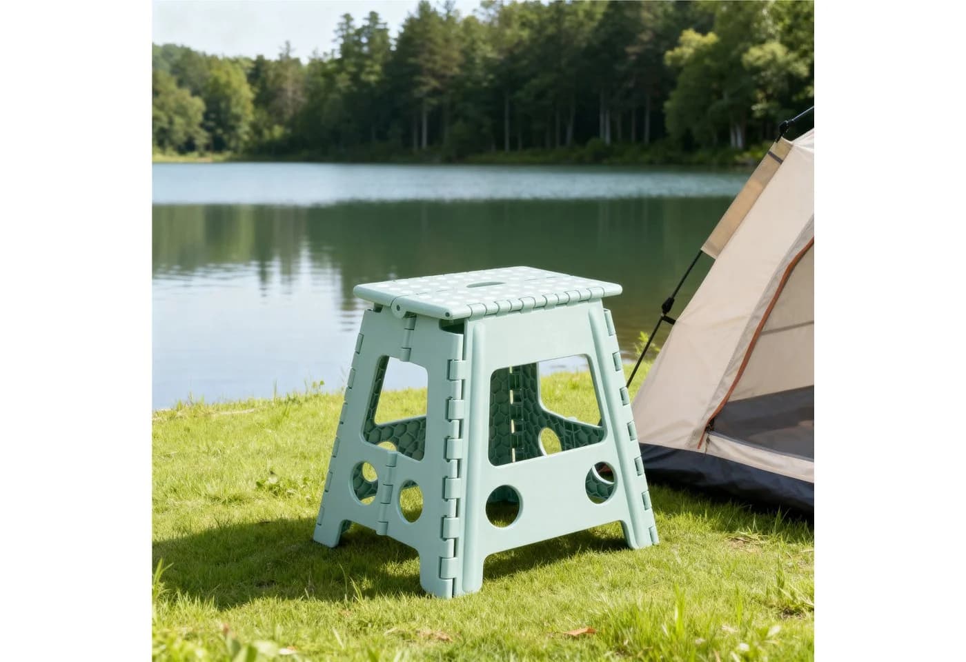 Klapphocker aus Kunststoff in Salbei - Bild 3