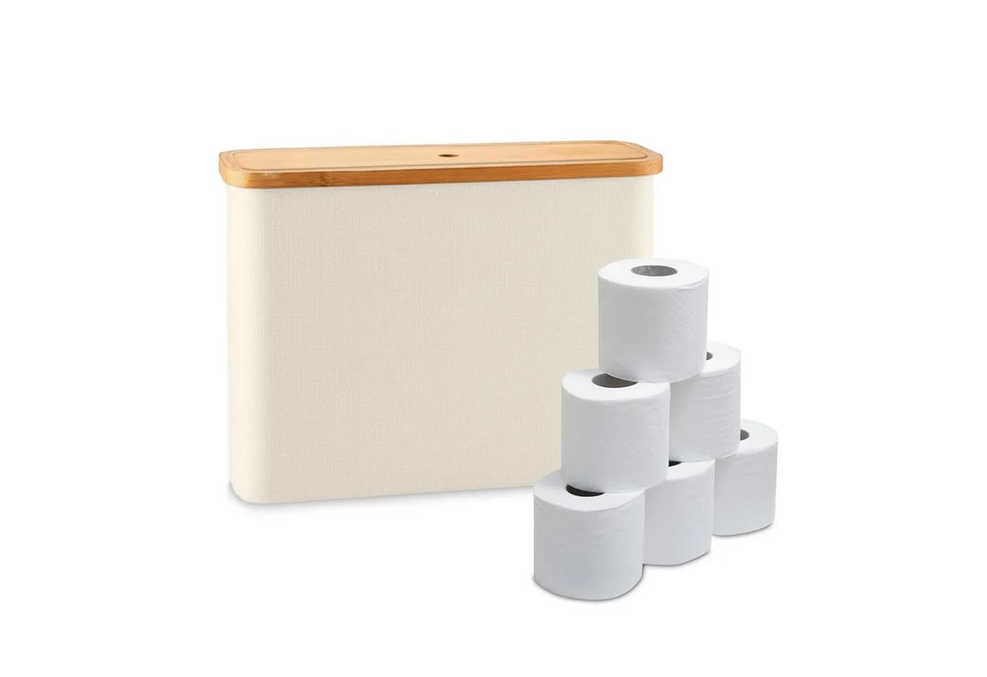 relaxdays Toiletten-Ersatzrollenhalter 12 Rollen Beige Bambus - Bild 2