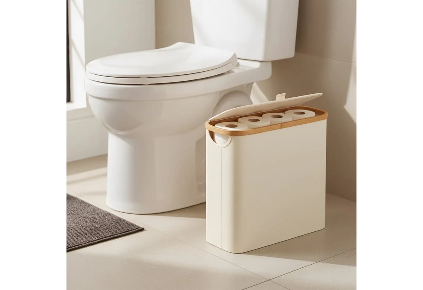 relaxdays Toiletten-Ersatzrollenhalter Toilettenpapier Aufbewahrung 12 Rollen Beige - Bild 5