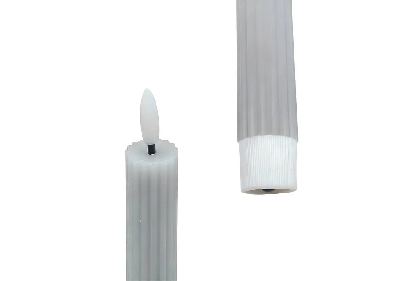 relaxdays LED-Stabkerzen 4er Set Hellgrau Echtwachs-Optik - Bild 5