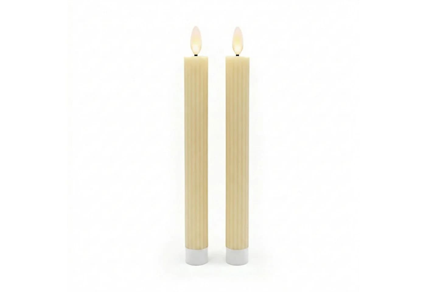 relaxdays LED Stabkerzen 2er Set Beige Echtwachs - Bild 2