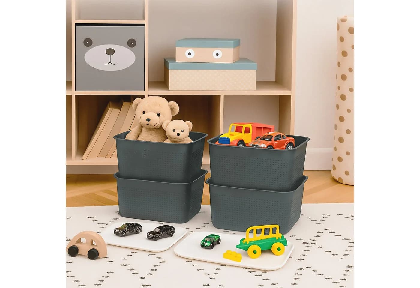 relaxdays Aufbewahrungsbox mit Deckel 6er Set Dunkelgrau - Bild 3