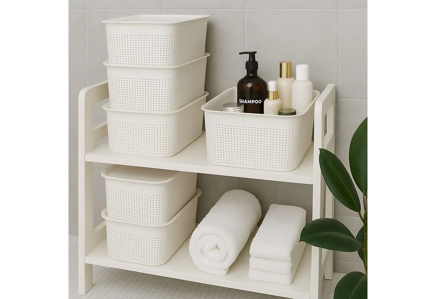 relaxdays Aufbewahrungsbox mit Deckel 6er Set Weiß