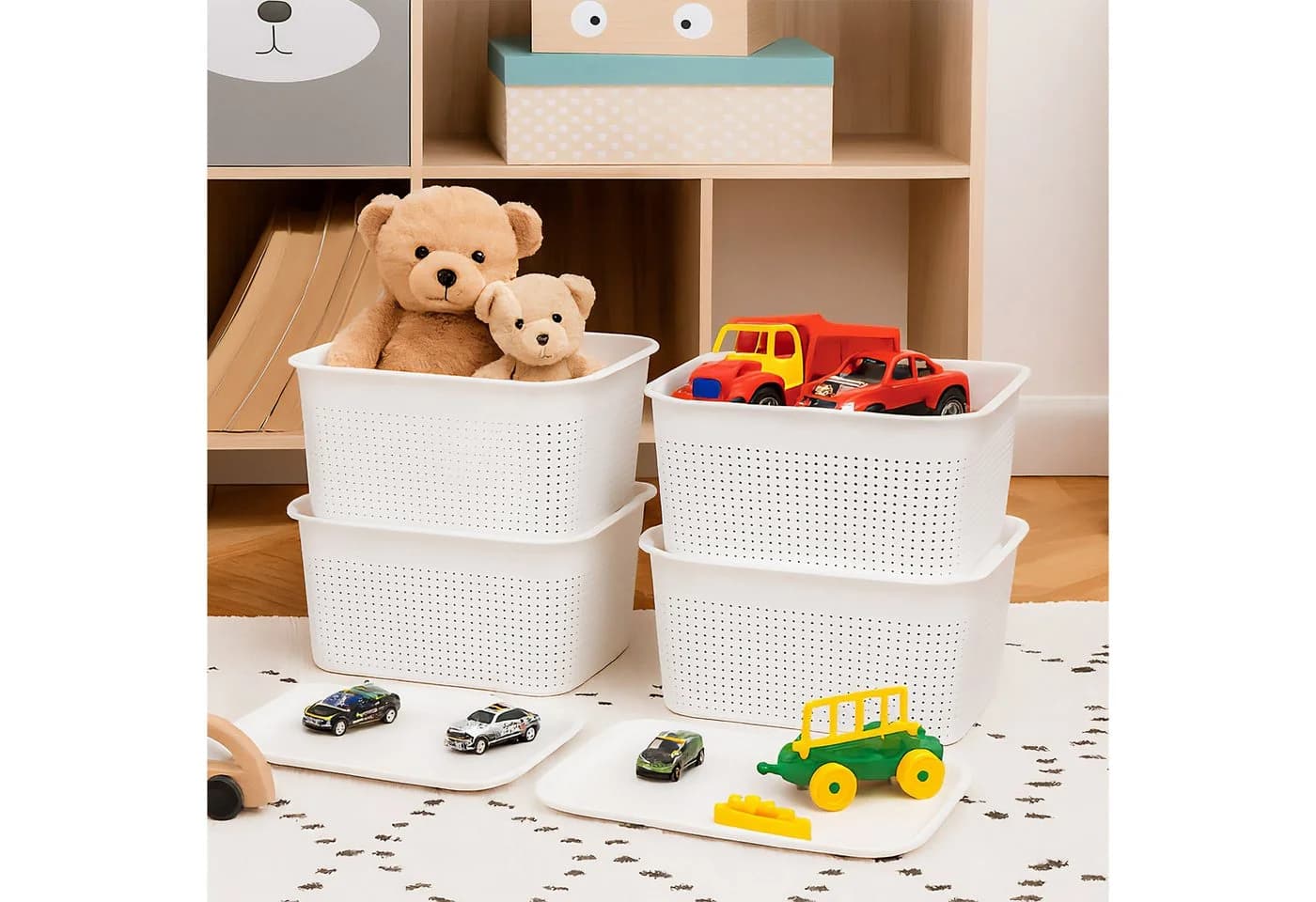 relaxdays Aufbewahrungsbox mit Deckel 6er Set Weiß - Bild 3
