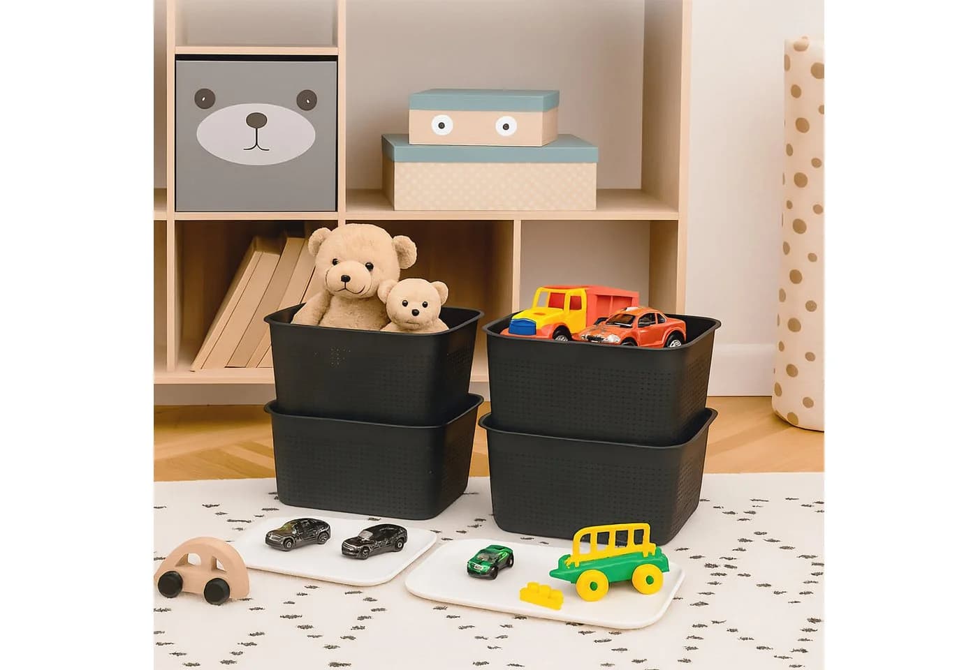 relaxdays Aufbewahrungsbox mit Deckel 6er Set Schwarz - Bild 3