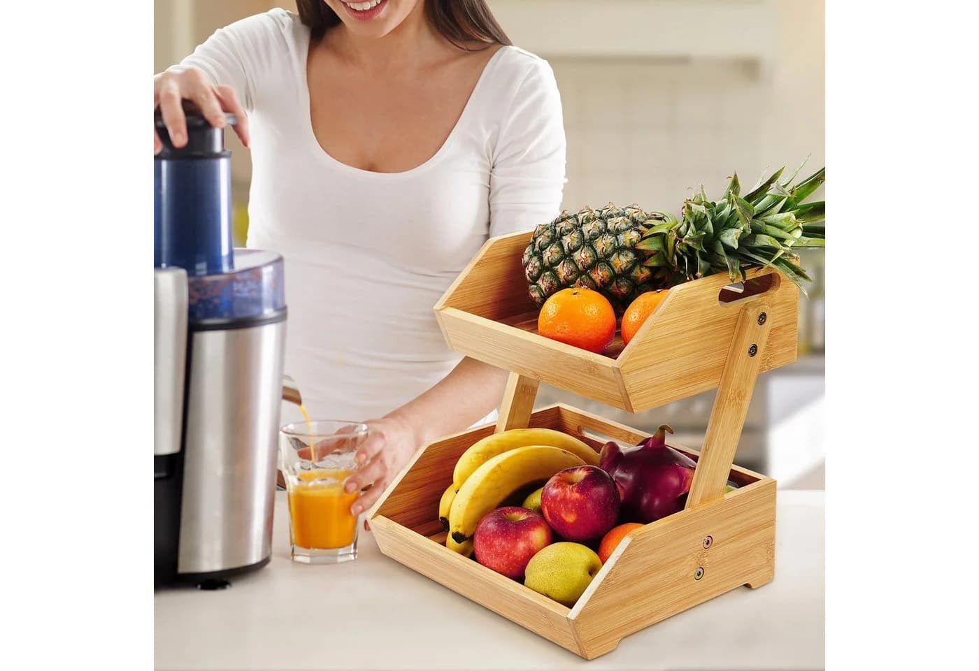 RELAXDAYS Obstschale Etagere Bambus Natur