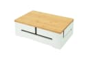 relaxdays Kabelbox Bambus mit Magnetdeckel Weiß Bild 2