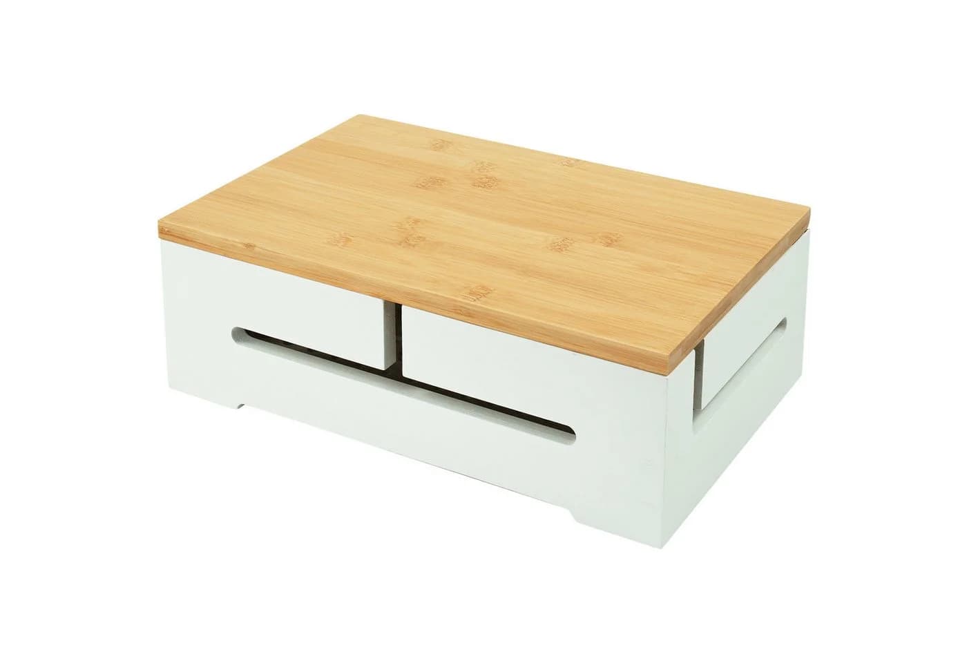 relaxdays Kabelbox Bambus mit Magnetdeckel Weiß - Bild 2
