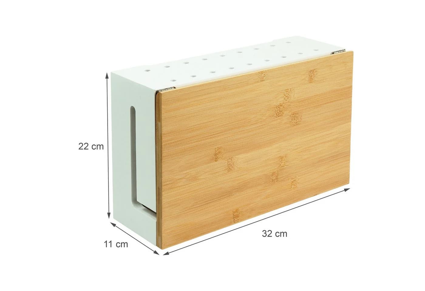 relaxdays Kabelbox Bambus mit Magnetdeckel Weiß - Bild 4