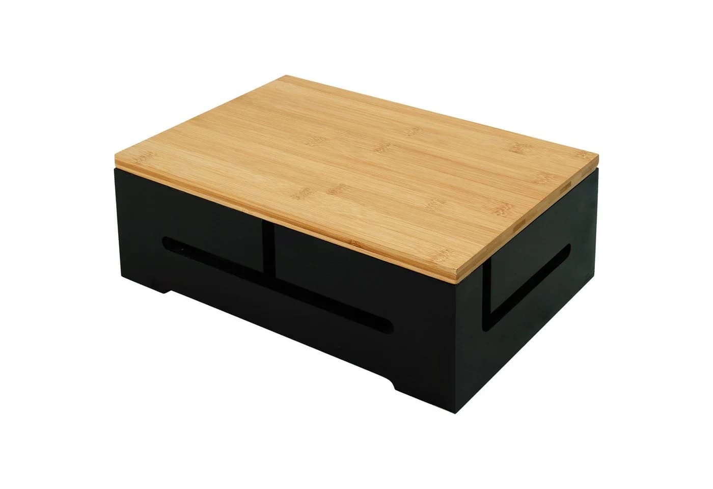 relaxdays Kabelbox Bambus mit Magnetdeckel Schwarz - Bild 2