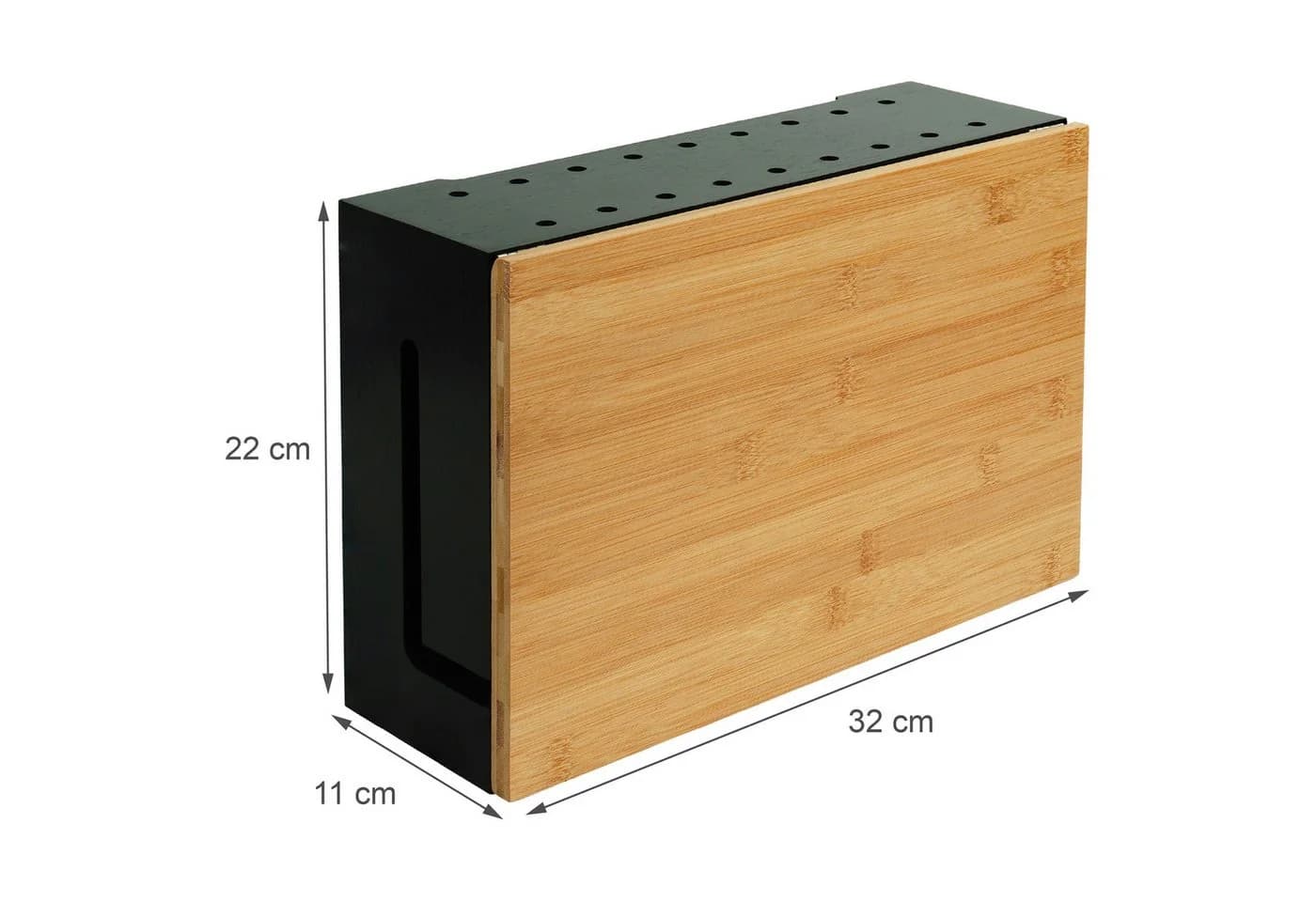 relaxdays Kabelbox Bambus mit Magnetdeckel Schwarz - Bild 4